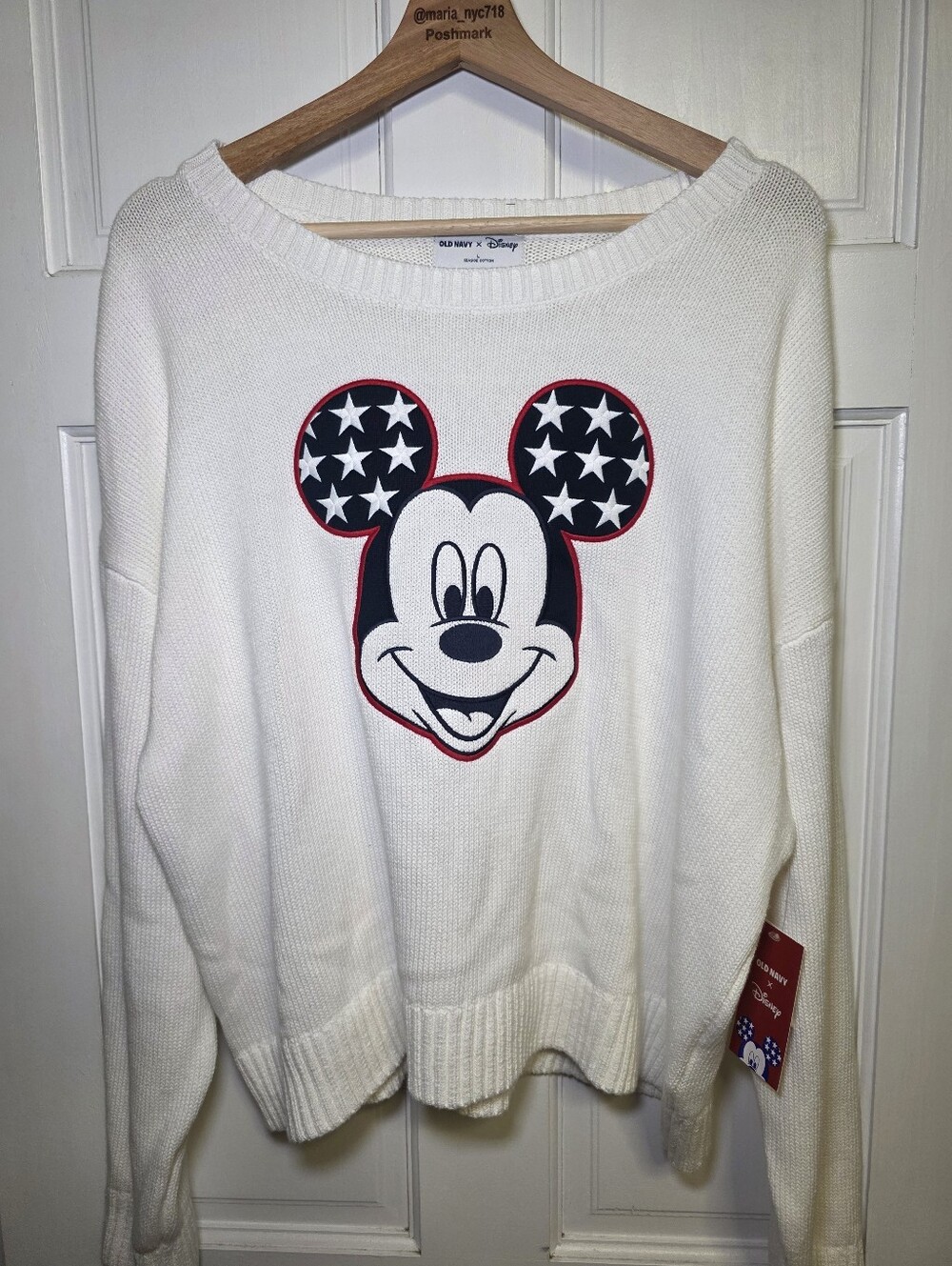 Old Navy x Disney Mickey Mouse American Flag Star Ears 100% Cotton Sweater- Lg